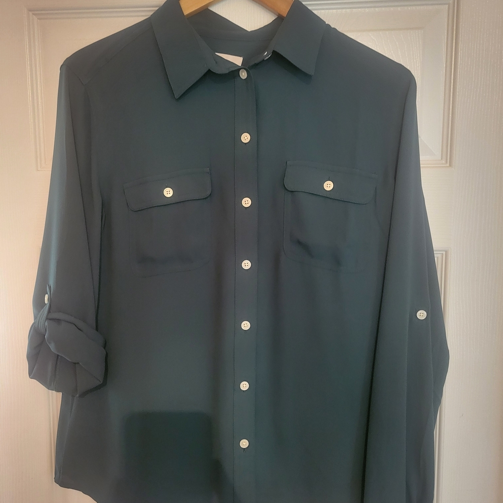 LOFT Hunter Green Long Sleeve Top